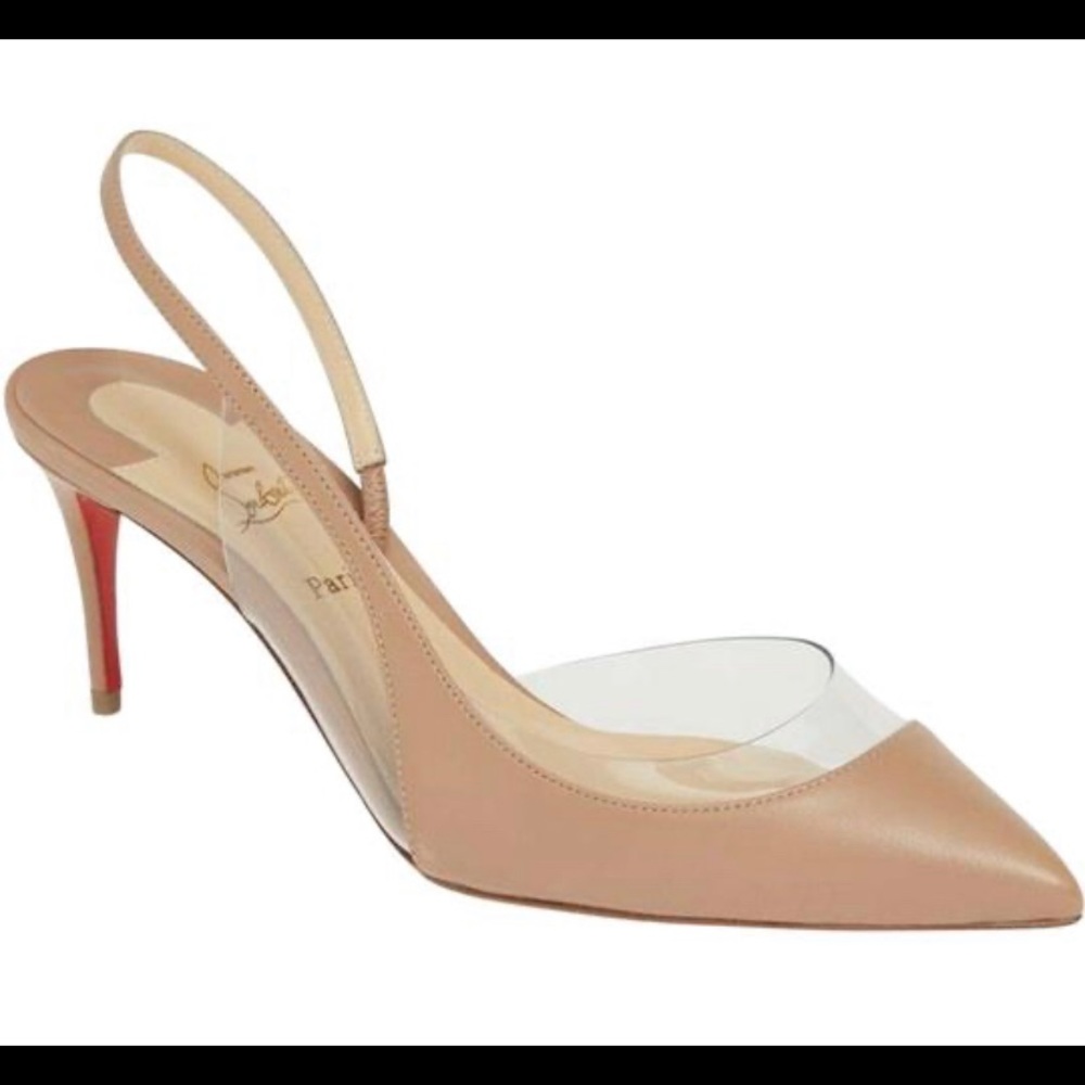 Christian Louboutin Nude Optisexy 70 Nappa Leather Pvc Slingback